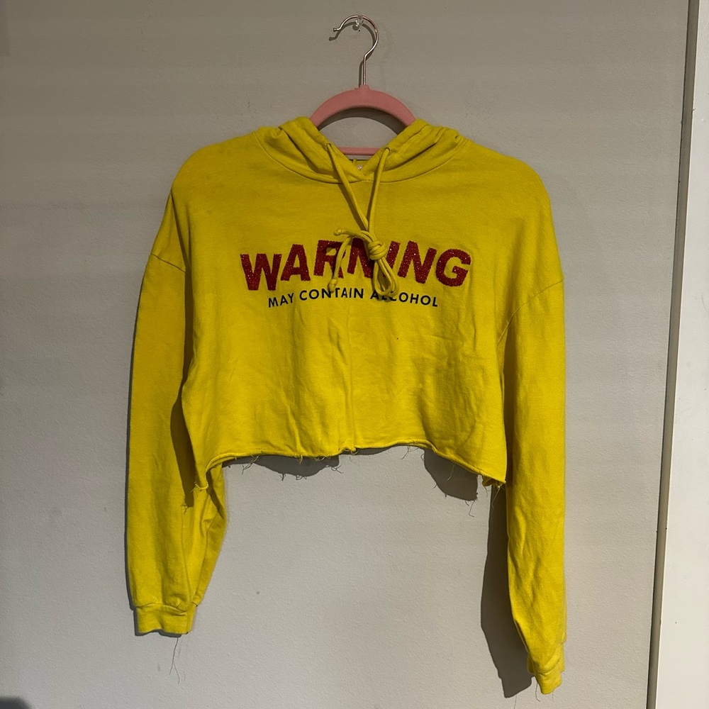 EUC: ‘WARNING May Contain Alcohol’ Cropped Hoodie.
